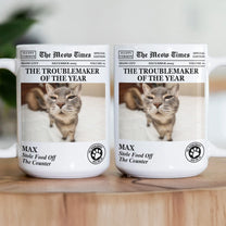 The Dog Times, The Meow Times - Troublemaker Of The Year - Personalized Photo Mug