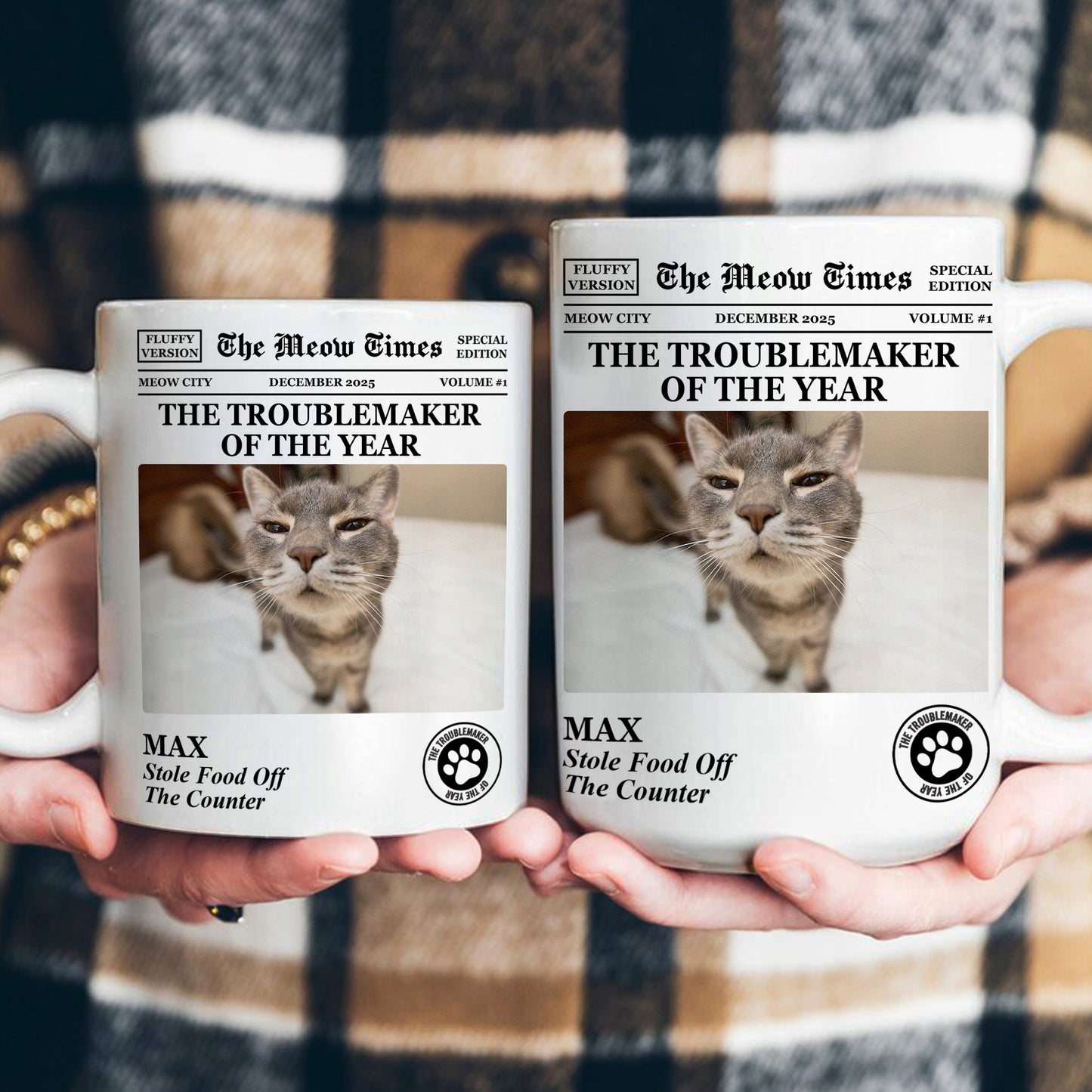 The Dog Times, The Meow Times - Troublemaker Of The Year - Personalized Photo Mug