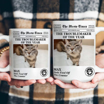 The Dog Times, The Meow Times - Troublemaker Of The Year - Personalized Photo Mug