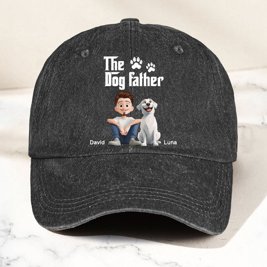 The Dogfather - Personalized Distressed Denim Cap