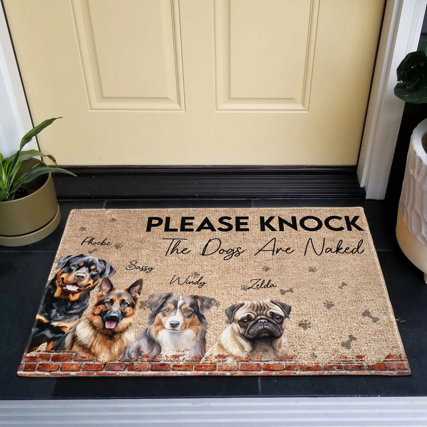 The Dogs Are Naked - Personalized Doormat