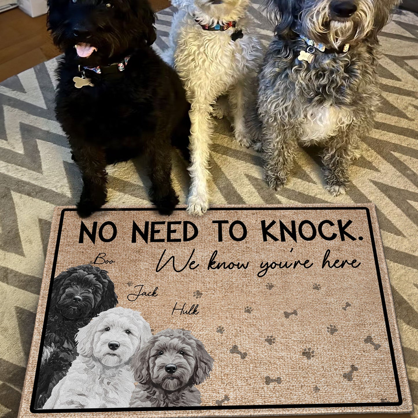 The Dogs Know You Are Here - Personalized Doormat