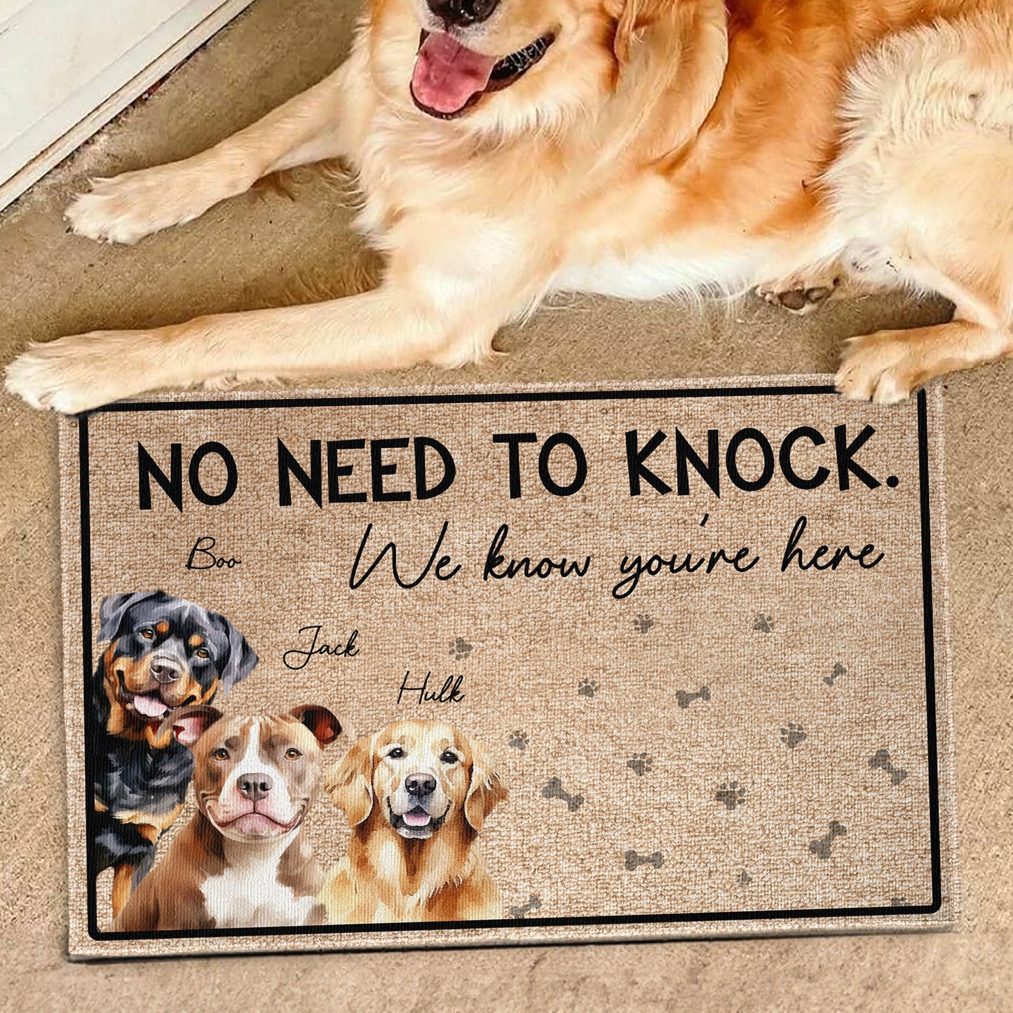 The Dogs Know You Are Here - Personalized Doormat