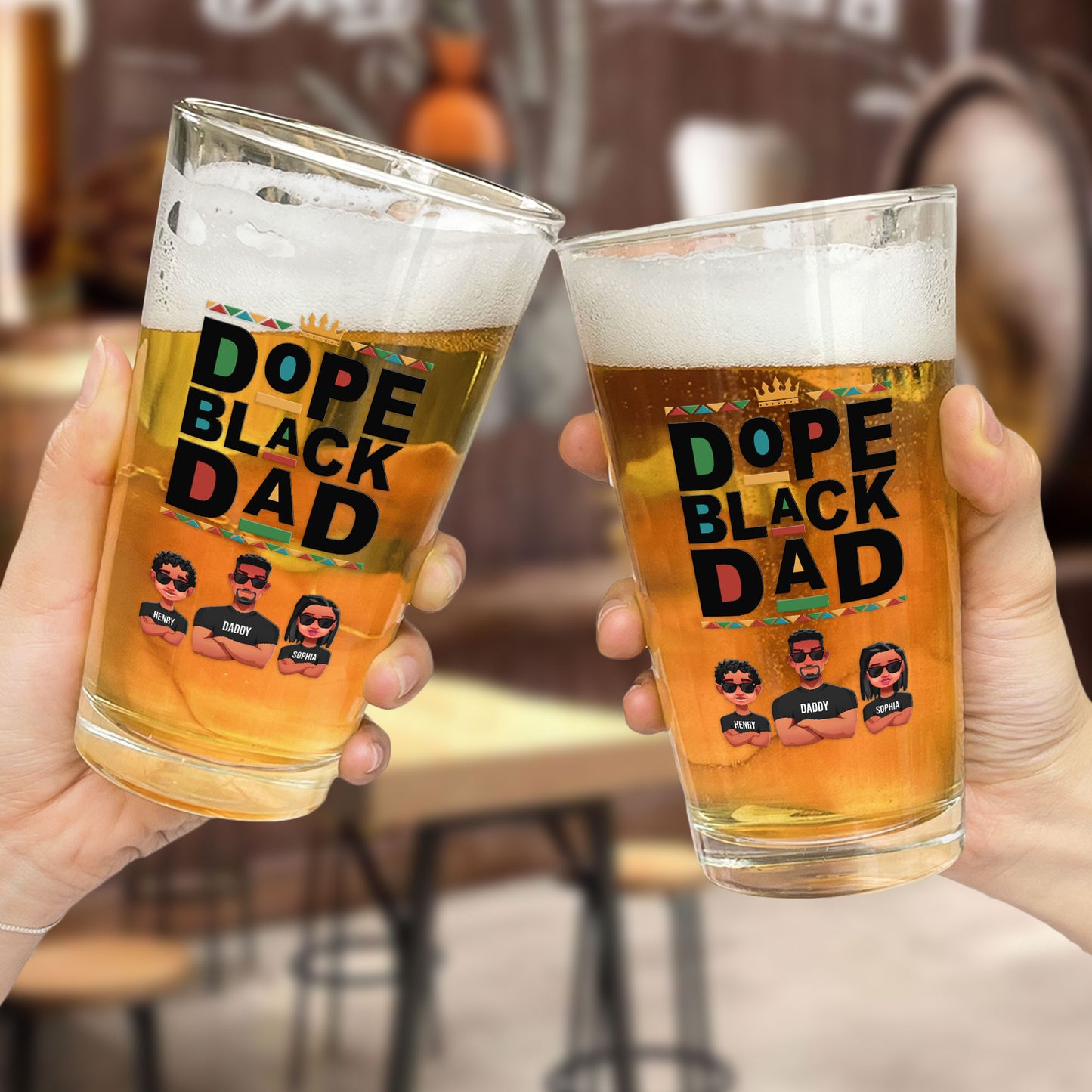 The Dope Black Dad - Personalized Beer Glass