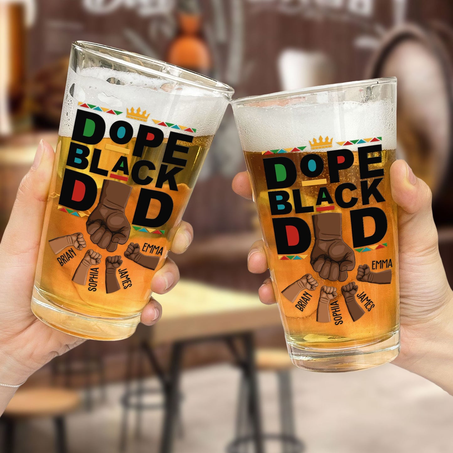 The Dope Dad Fist Bump - Personalized Beer Glass