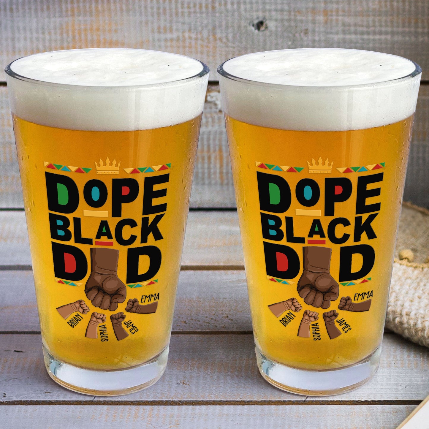 The Dope Dad Fist Bump - Personalized Beer Glass