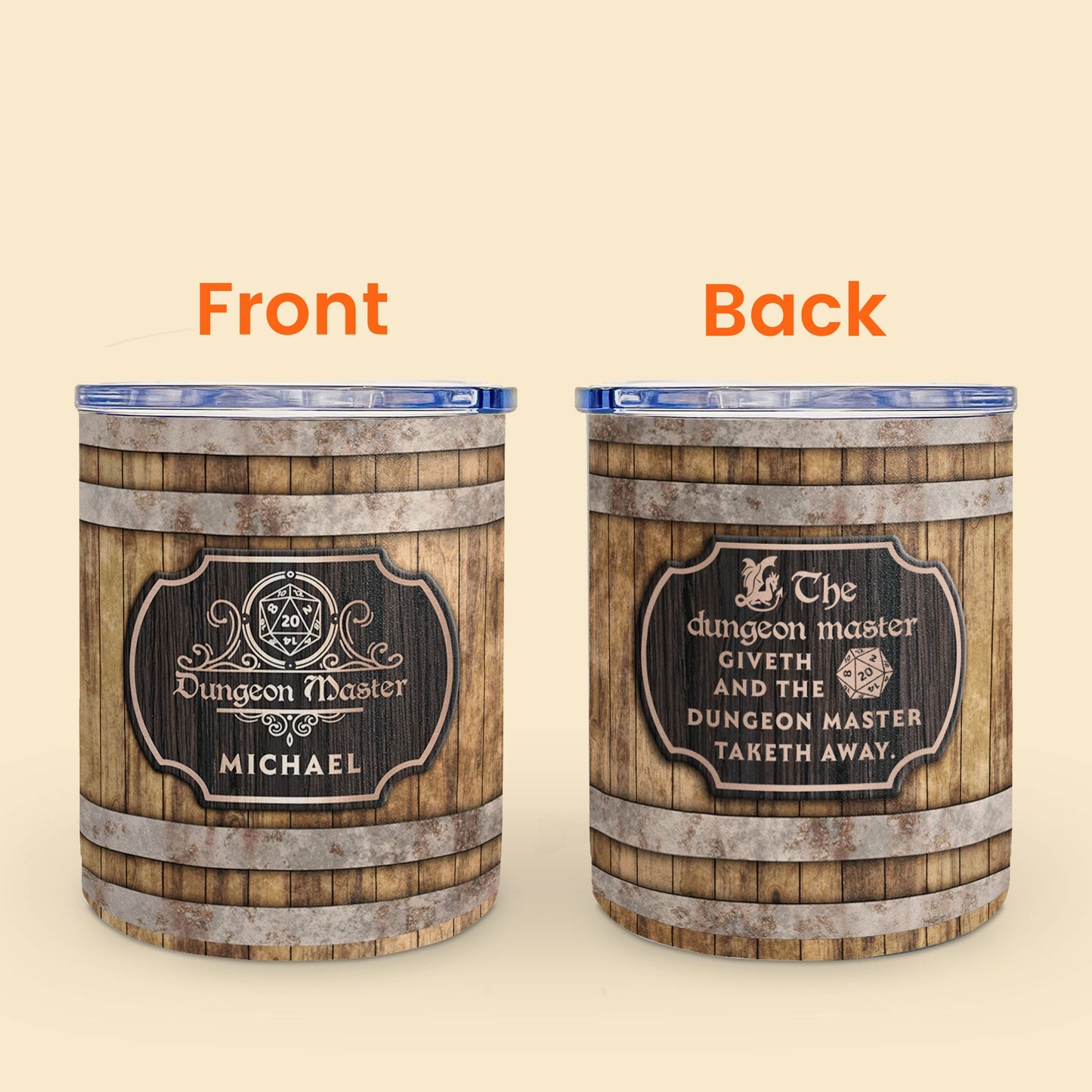 The Dungeon Master Taketh Away - Vintage Version - Personalized 10oz Lowball Tumbler