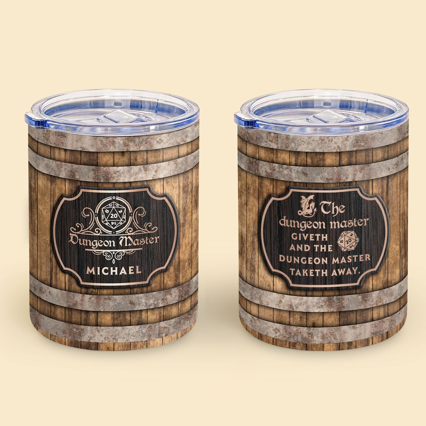 The Dungeon Master Taketh Away - Vintage Version - Personalized 10oz Lowball Tumbler