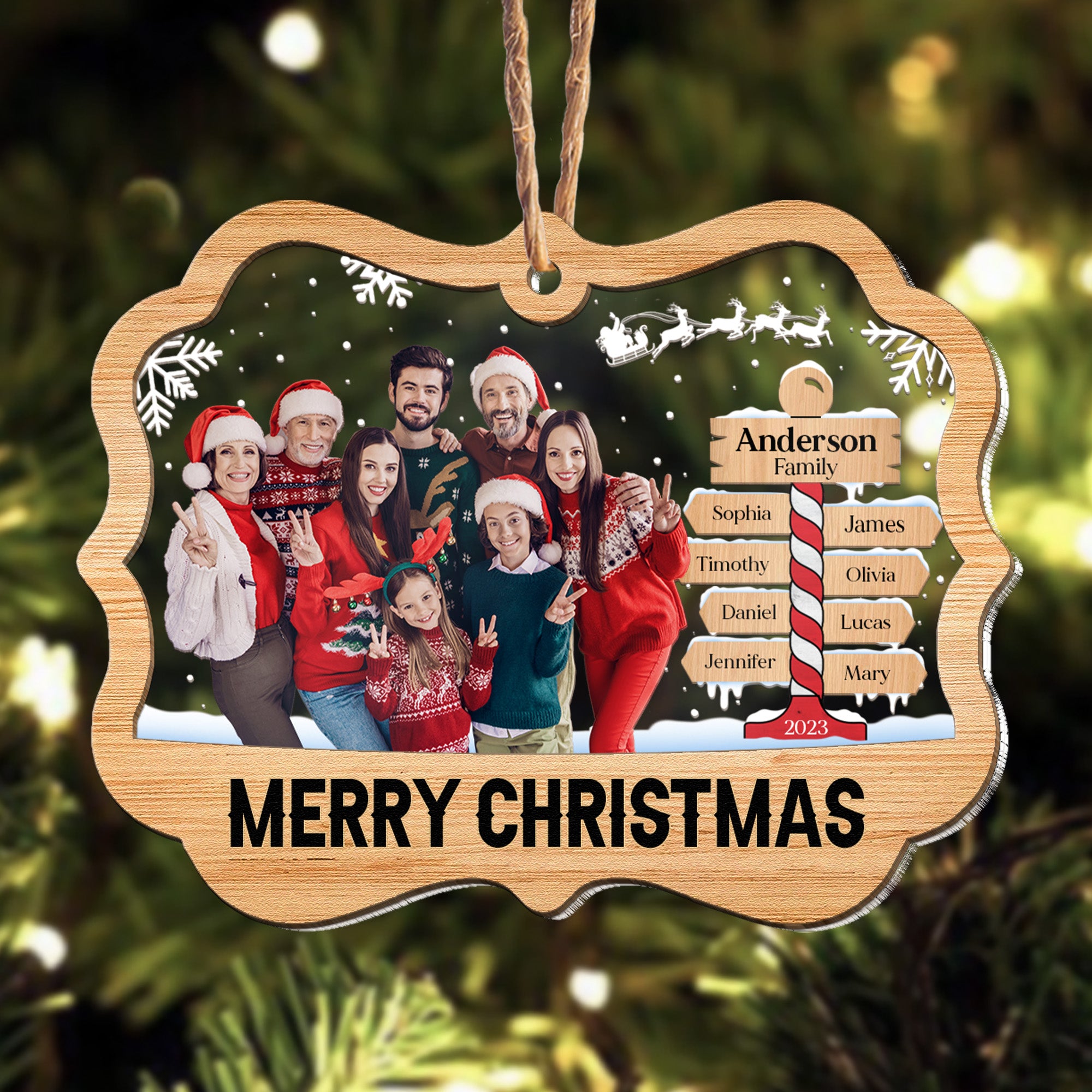 The Family Ornament - Personalized Photo Wood And Acrylic Ornament