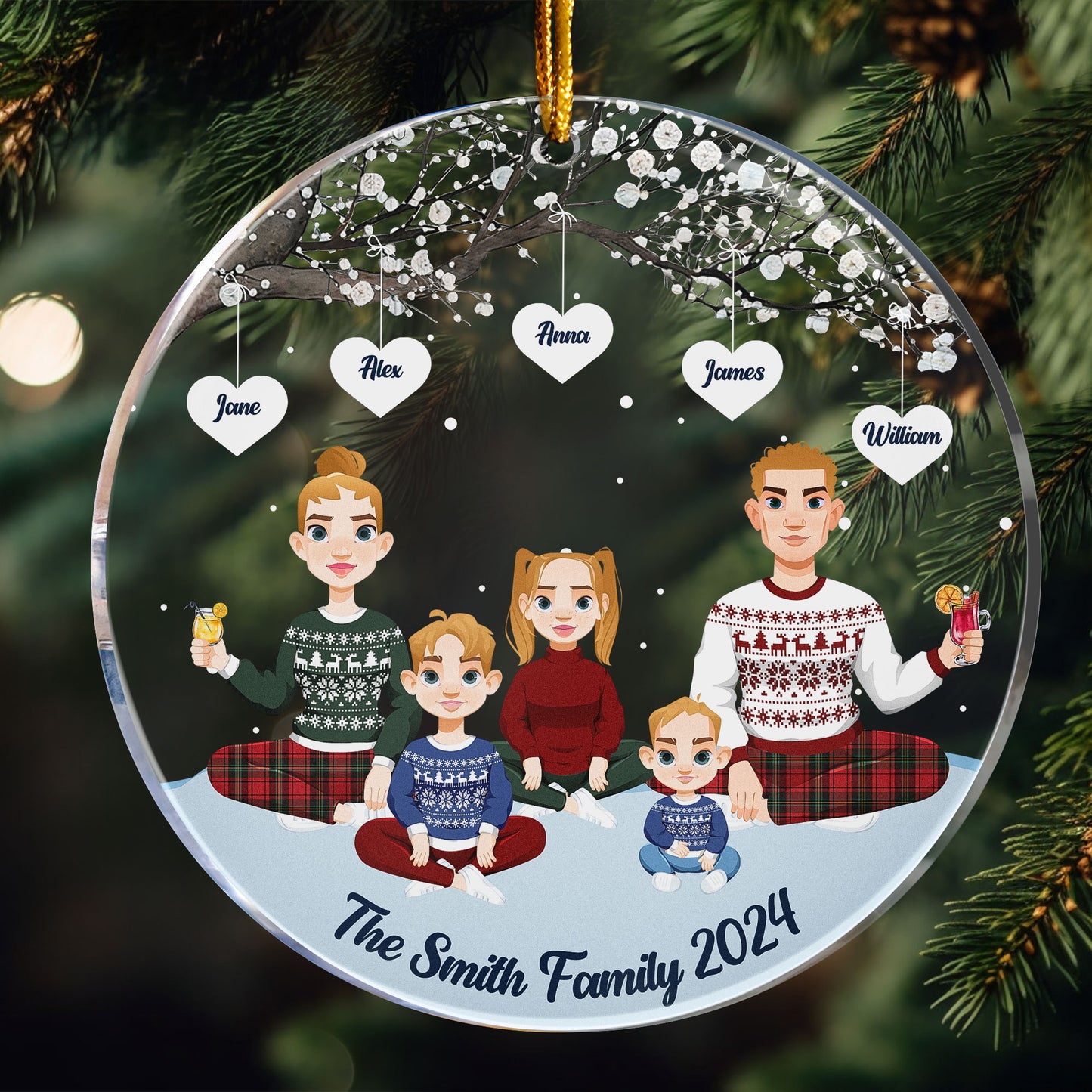 The Family - Personalized Circle Acrylic Ornament