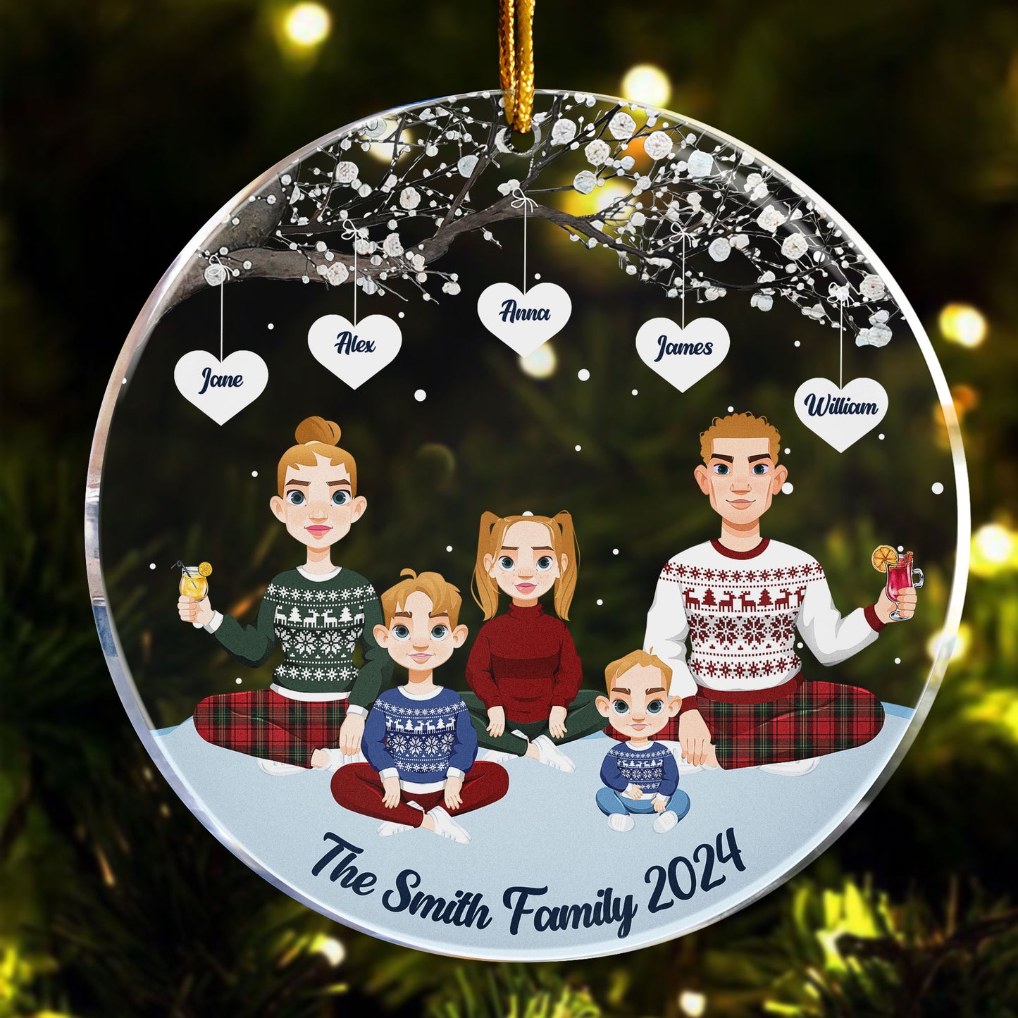 The Family - Personalized Circle Acrylic Ornament