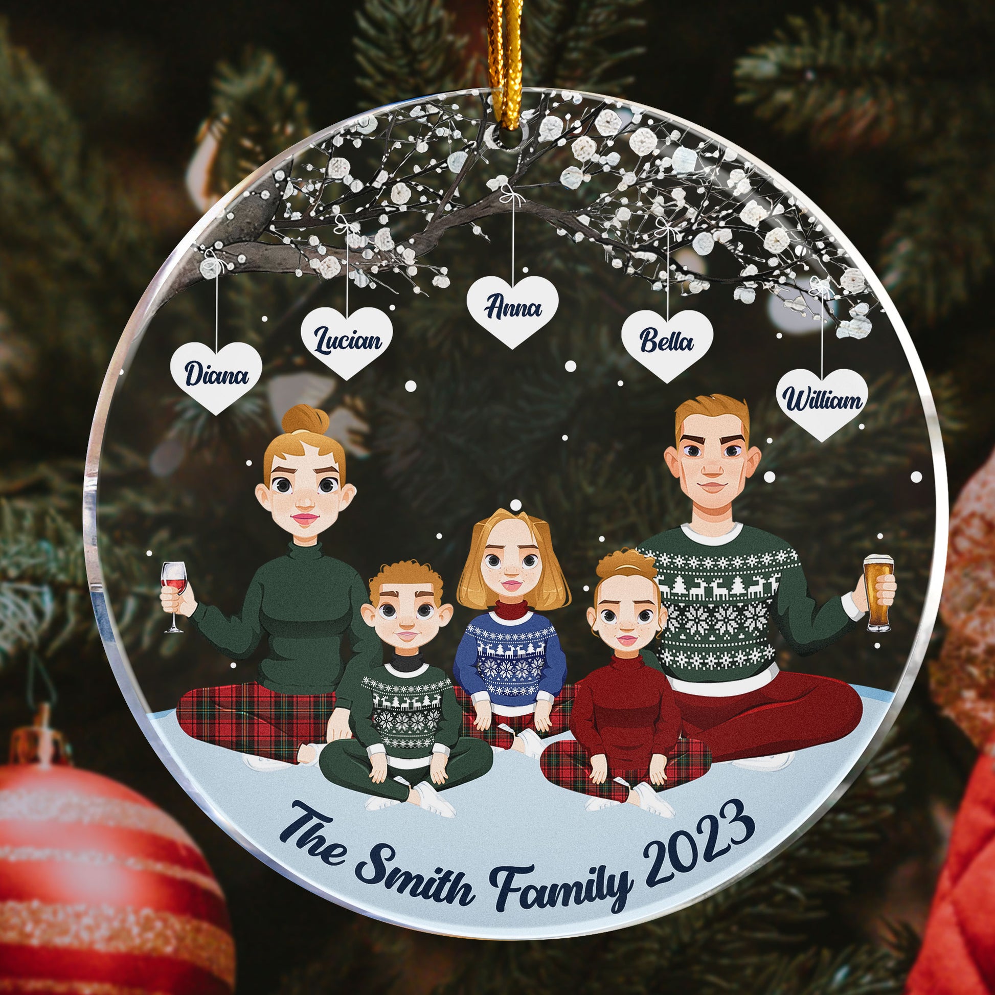 The Family - Personalized Circle Acrylic Ornament
