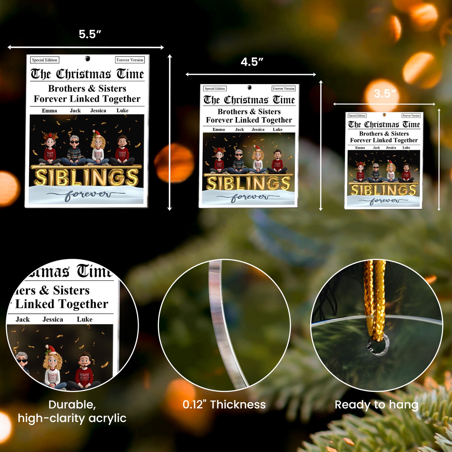 The Family Times - For Siblings, Brothers & Sisters - Personalized Acrylic Ornament