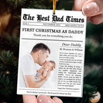 The First Christmas As Daddy Times Newspaper - Personalized Acrylic Photo Ornament