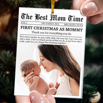 The First Christmas As Mommy Times Newspaper - Personalized Acrylic Photo Ornament