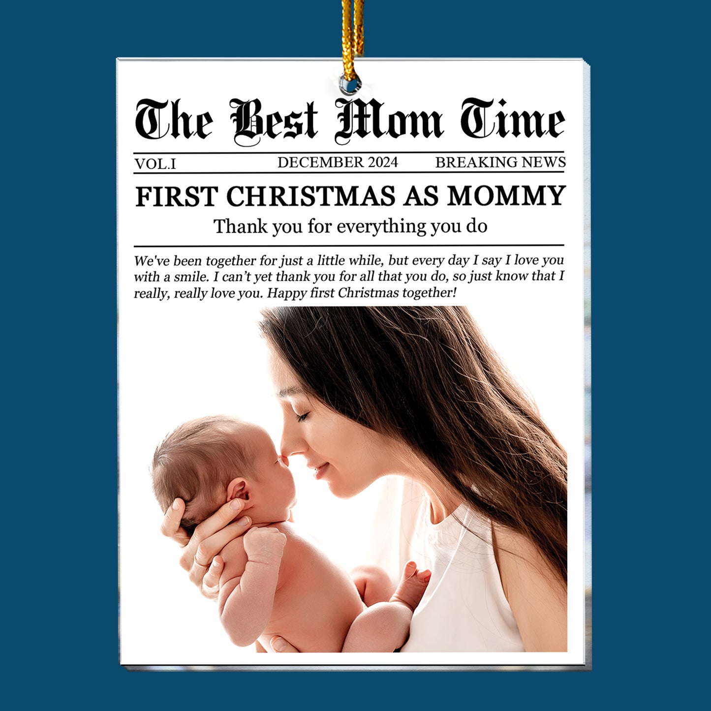 The First Christmas As Mommy Times Newspaper - Personalized Acrylic Photo Ornament