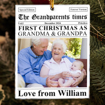 The First Christmas Grandparents Times - Personalized Acrylic Photo Ornament