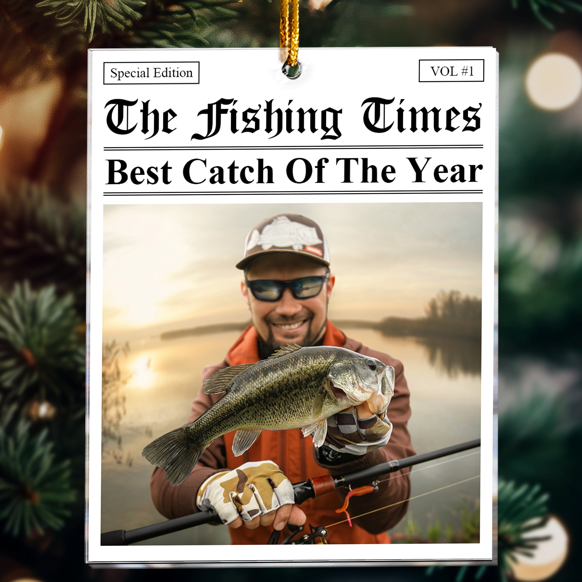 The Fishing Times - Best Catch Of The Year - Personalized Acrylic Photo Ornament