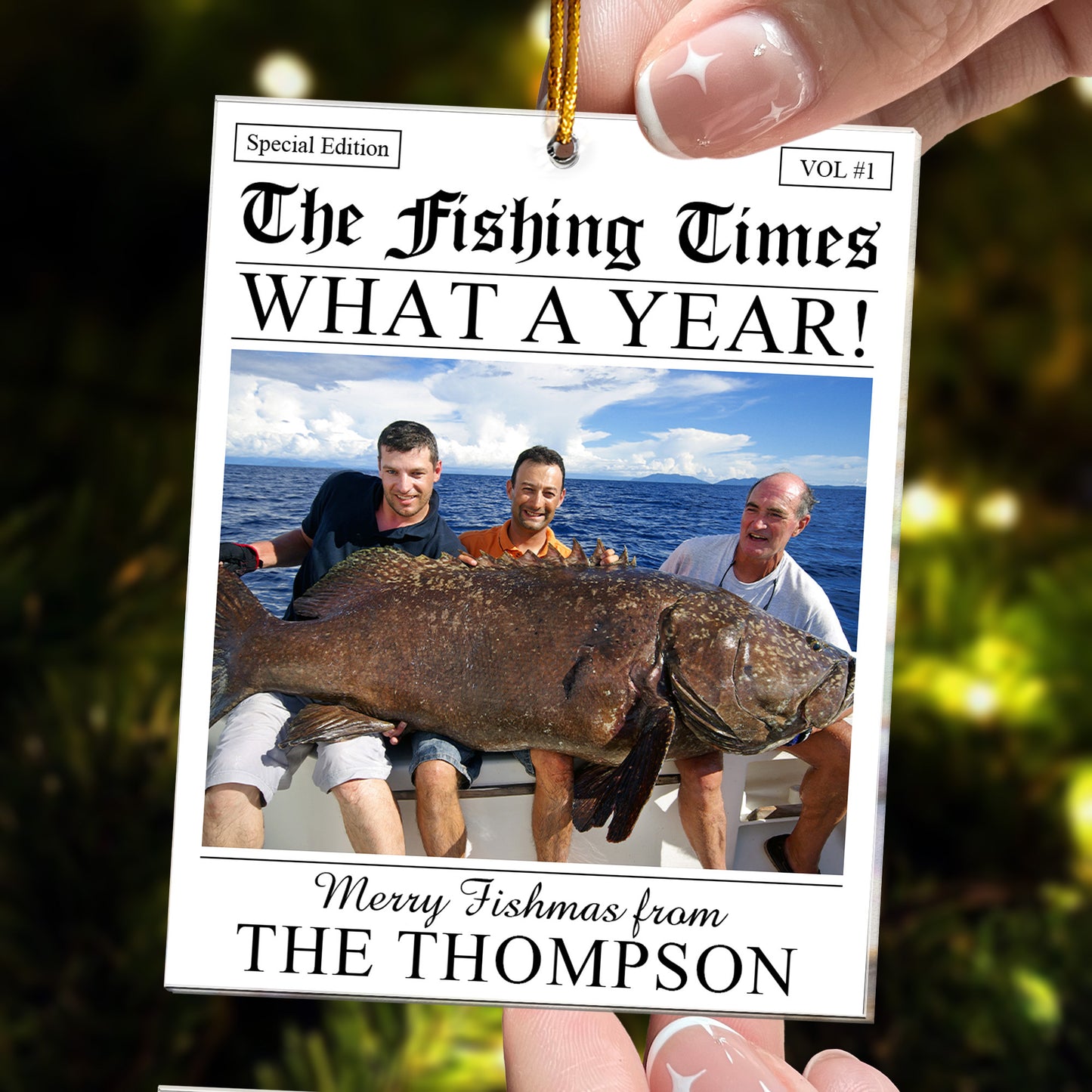 The Fishing Times - Merry Fishmas - Gifts For Fishing Lovers - Personalized Acrylic Photo Ornament