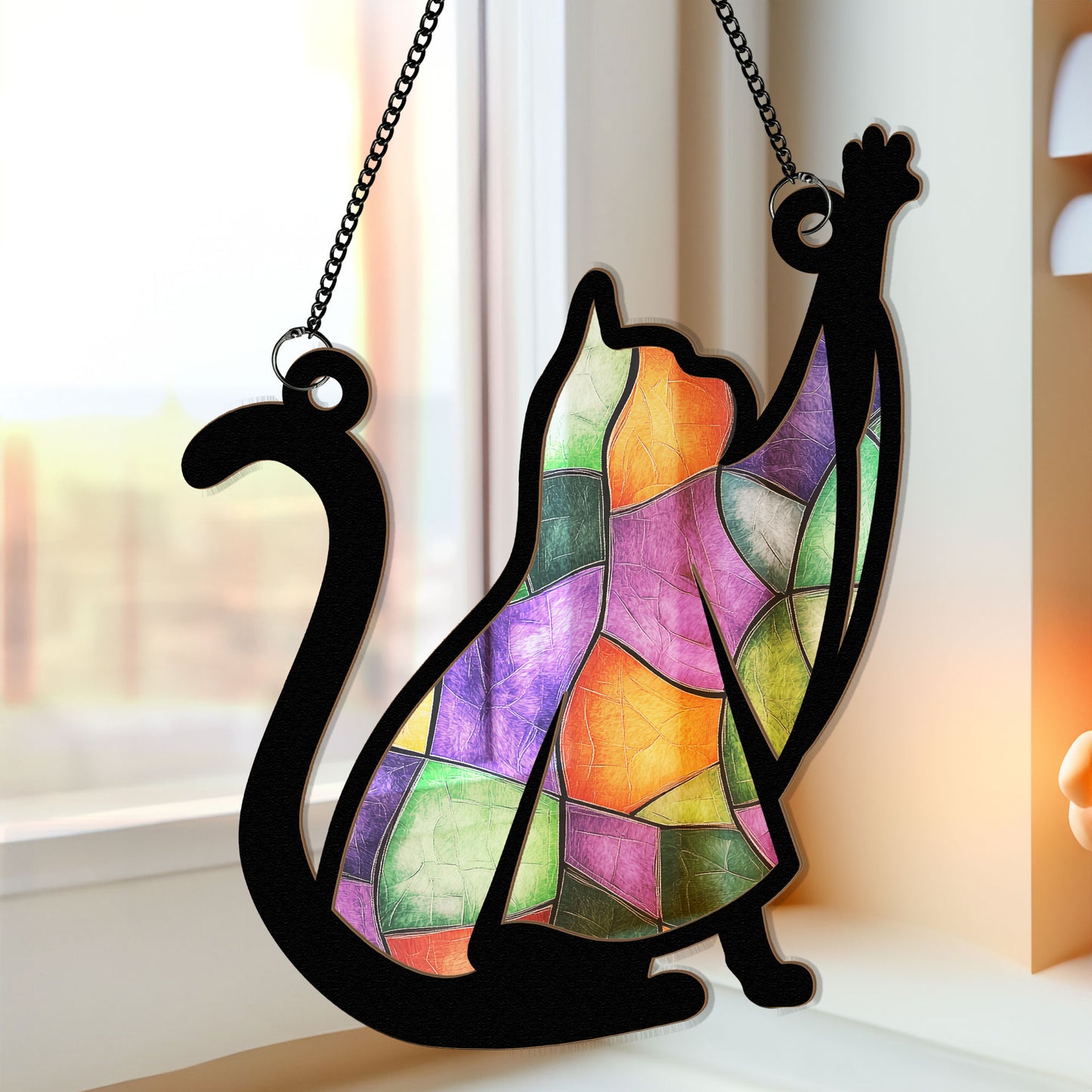 The Ghost Cat - Personalized Window Hanging Suncatcher Ornament