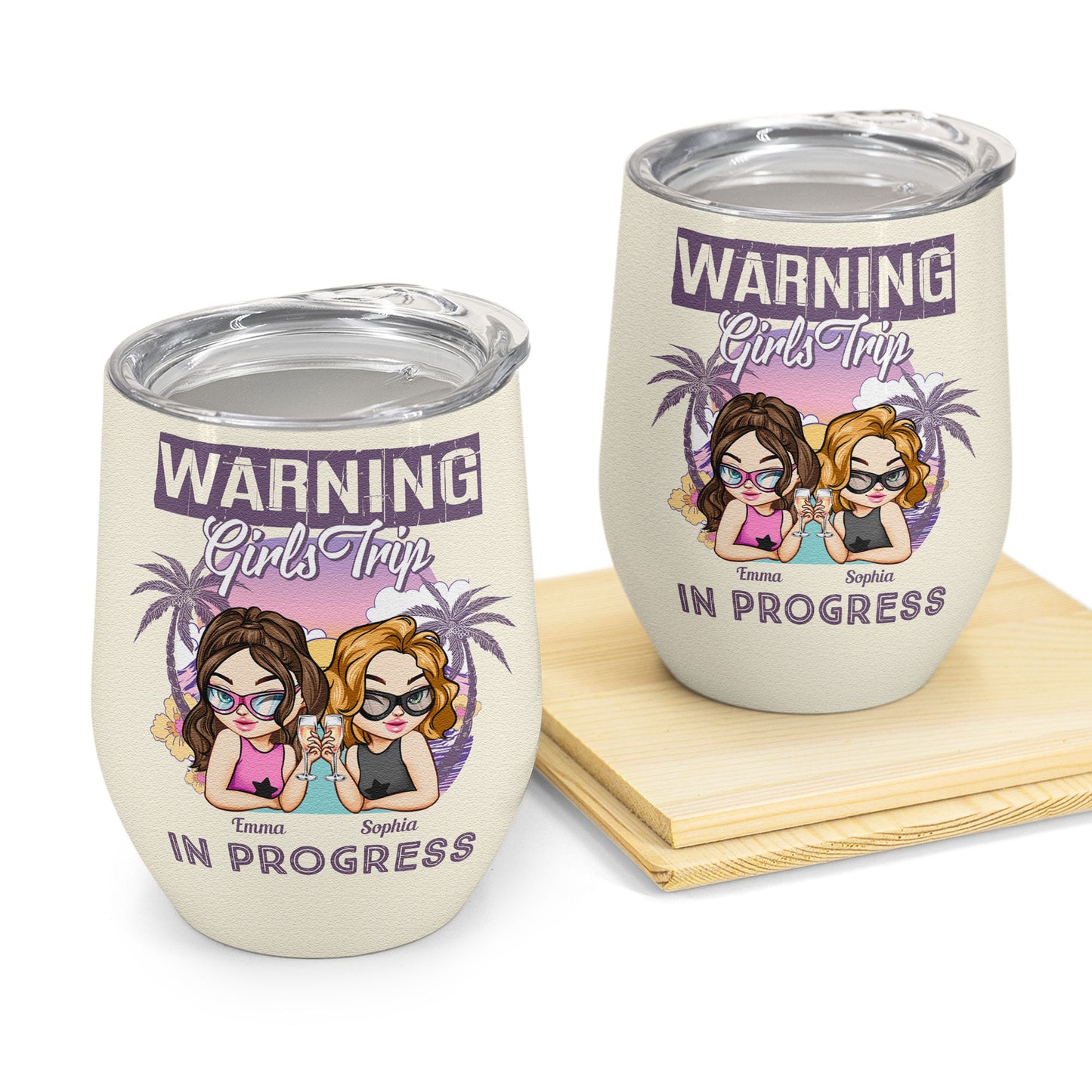 The Girls Are Drinking Again - Retro Summer - Personalized Wine Tumbler