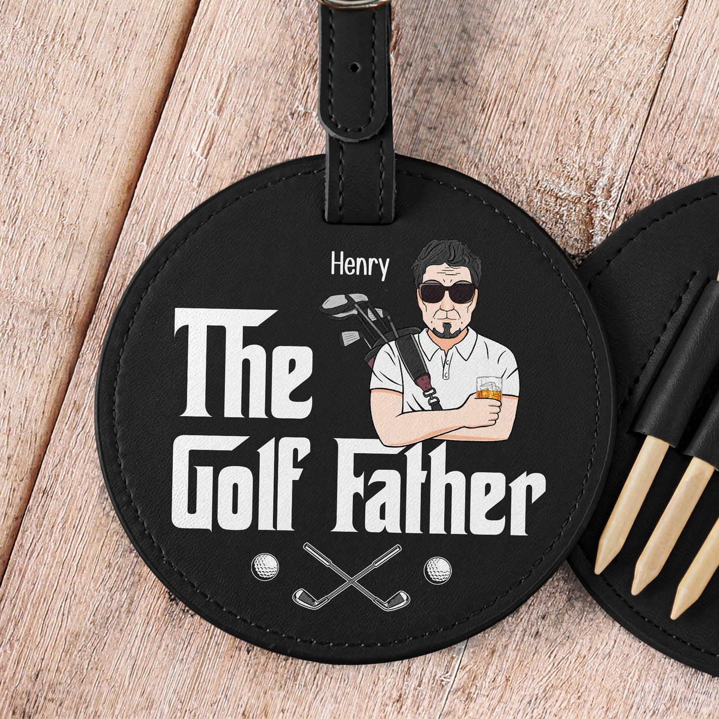The Golf Father - Personalized Leather Golf Bag Tag