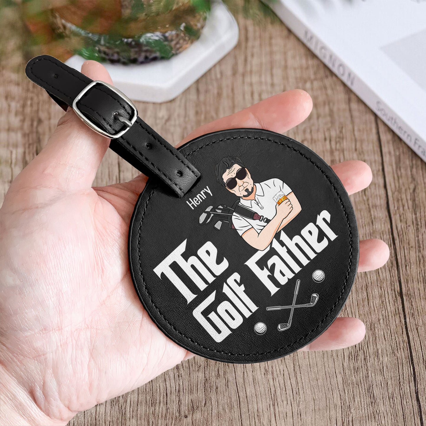 The Golf Father - Personalized Leather Golf Bag Tag