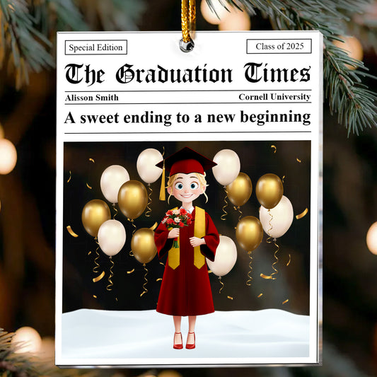 The Graduation Times - Graduate Gift Newspaper Custom - Personalized Acrylic Ornament