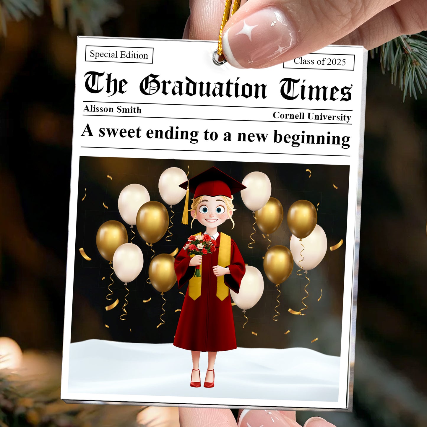 The Graduation Times - Graduate Gift Newspaper Custom - Personalized Acrylic Ornament