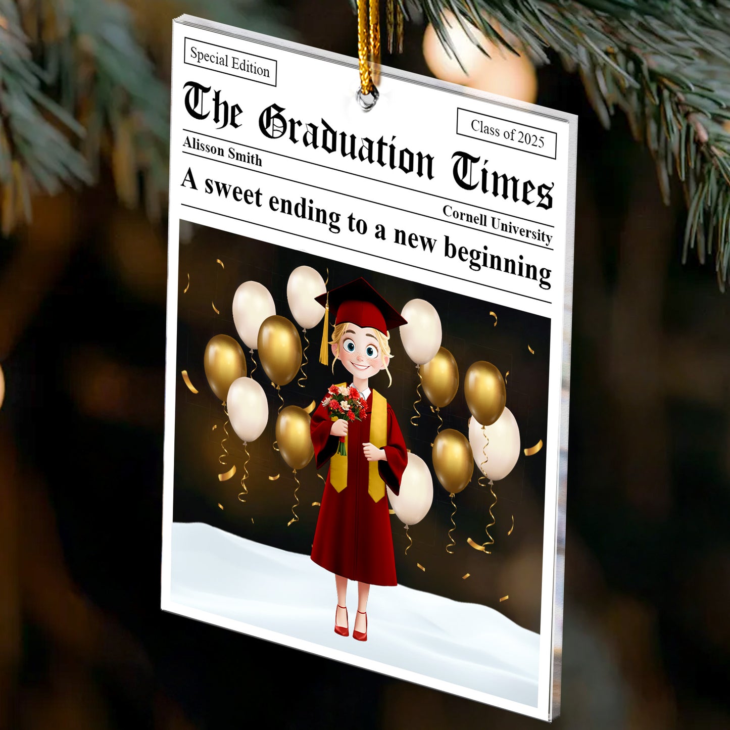 The Graduation Times - Graduate Gift Newspaper Custom - Personalized Acrylic Ornament
