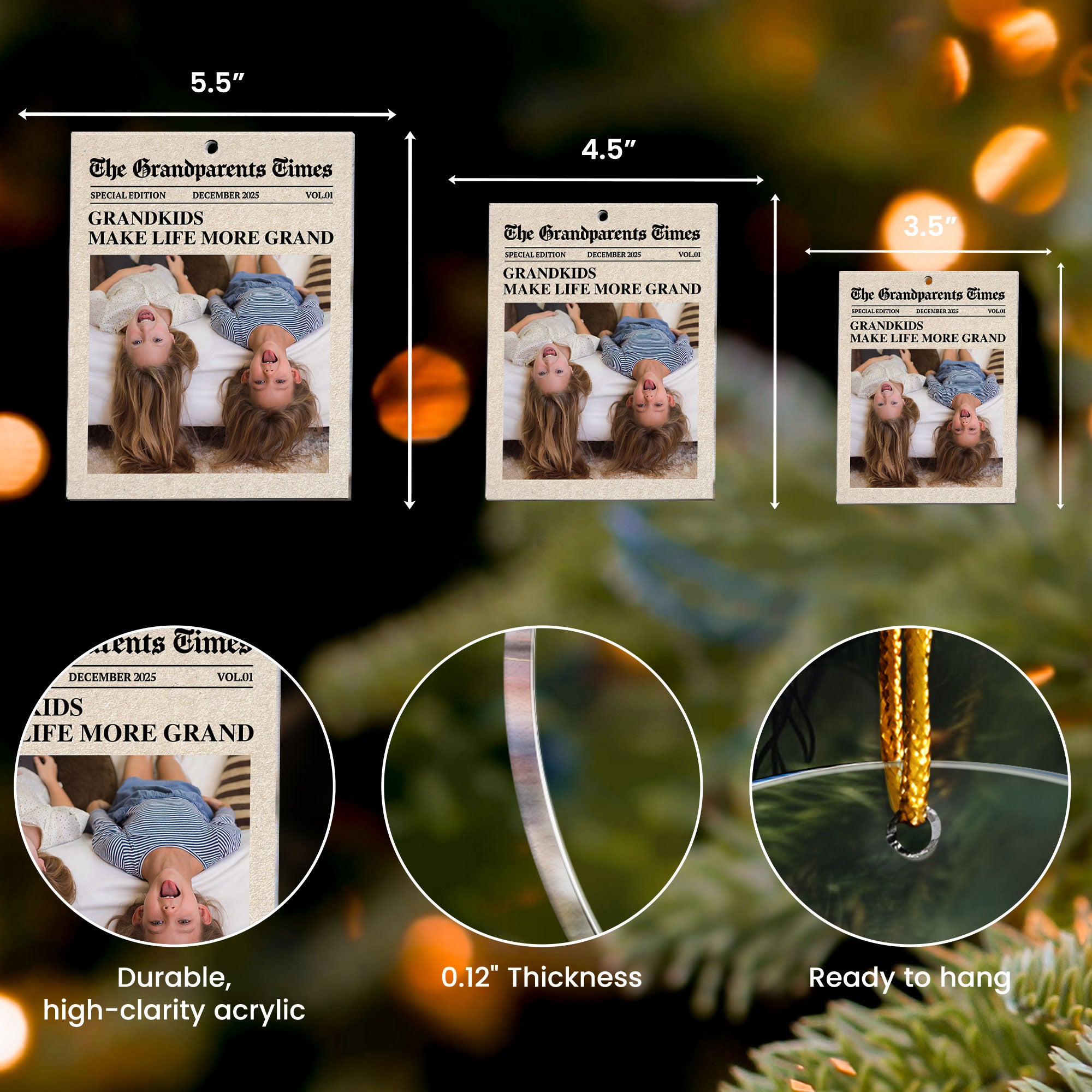 The Grandparents Times Grandkids - Personalized Acrylic Photo Ornament