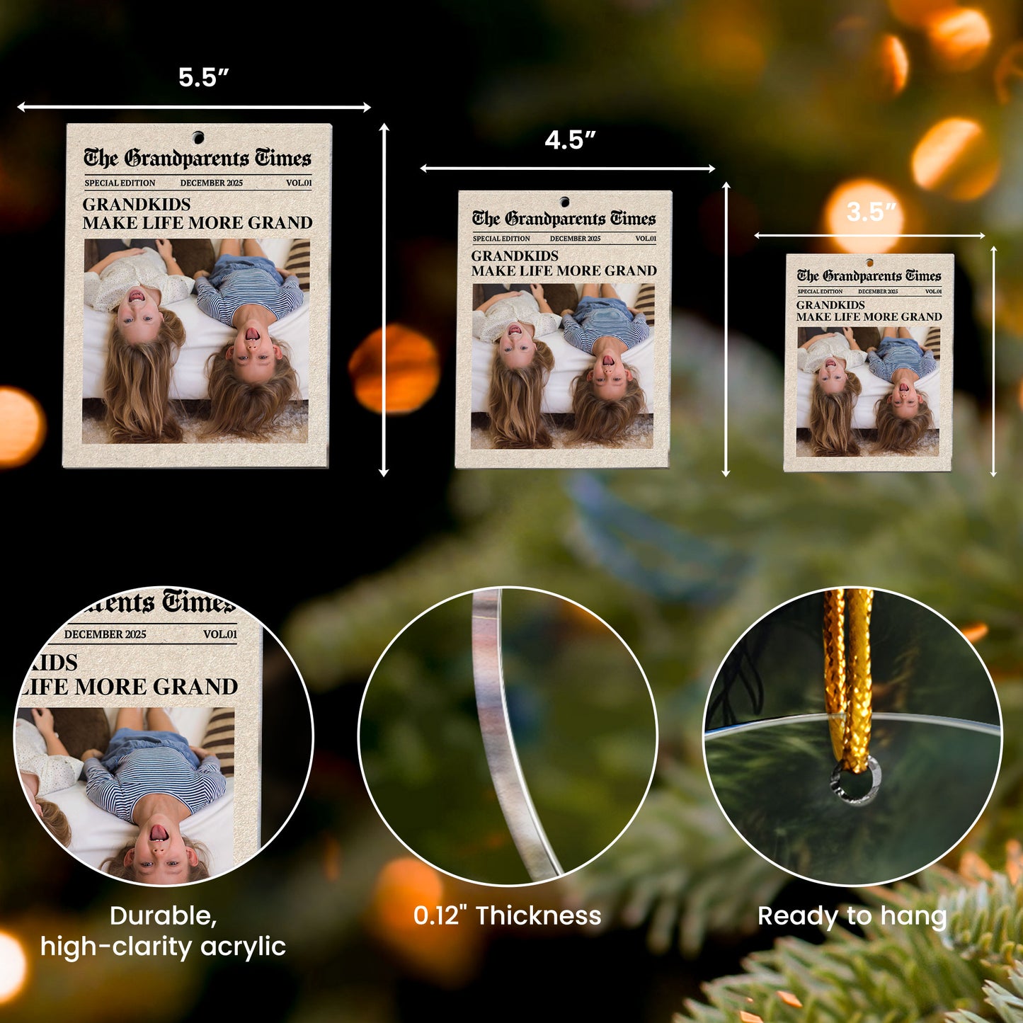 The Grandparents Times Grandkids - Personalized Acrylic Photo Ornament