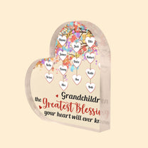 The Greatest Blessing For Your Heart - Personalized Heart Shaped Acrylic Plaque