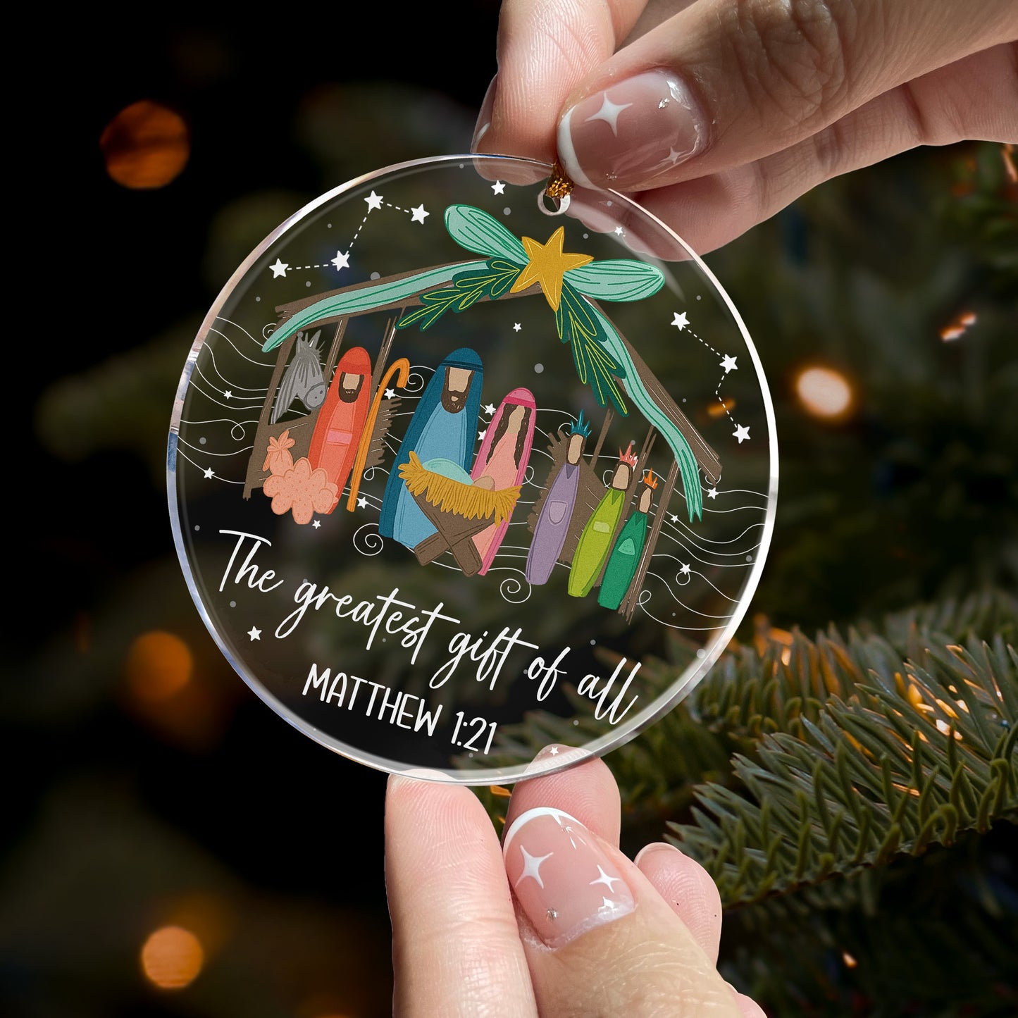 The Greatest Gift Of All Christmas Nativity Scene - Acrylic Ornament