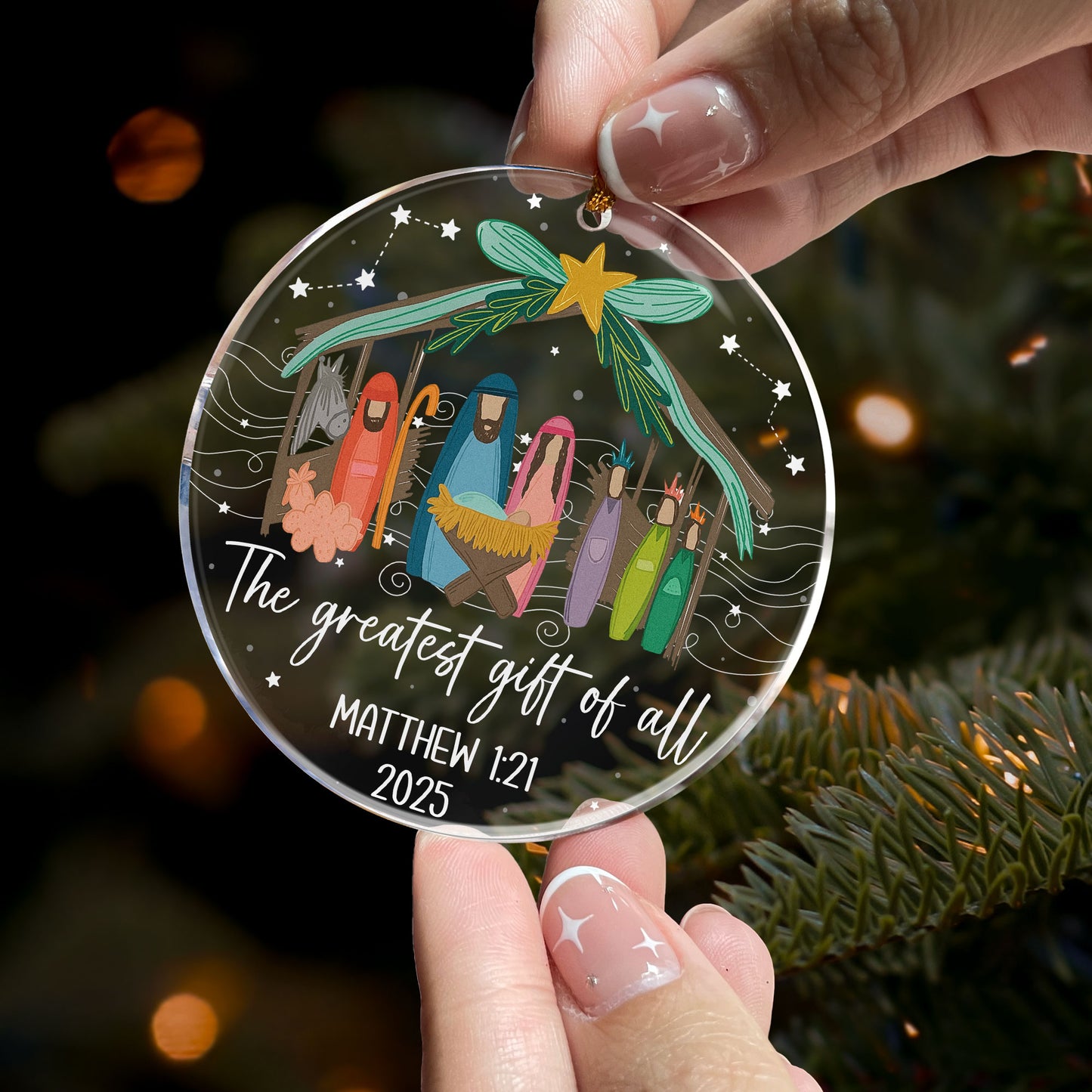 The Greatest Gift Of All Christmas Nativity Scene - Personalized Acrylic Ornament