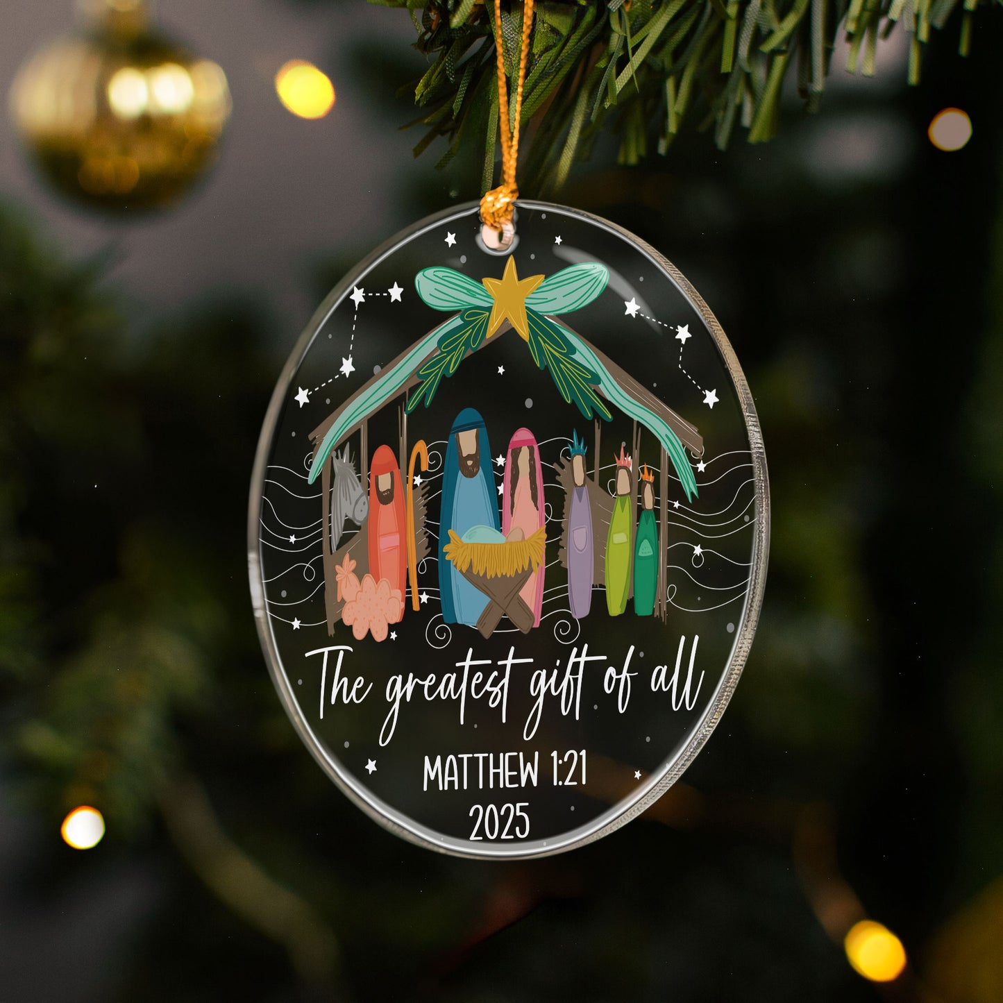 The Greatest Gift Of All Christmas Nativity Scene - Personalized Acrylic Ornament