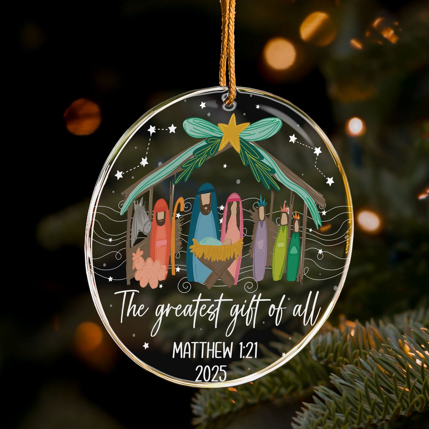 The Greatest Gift Of All Christmas Nativity Scene - Personalized Acrylic Ornament