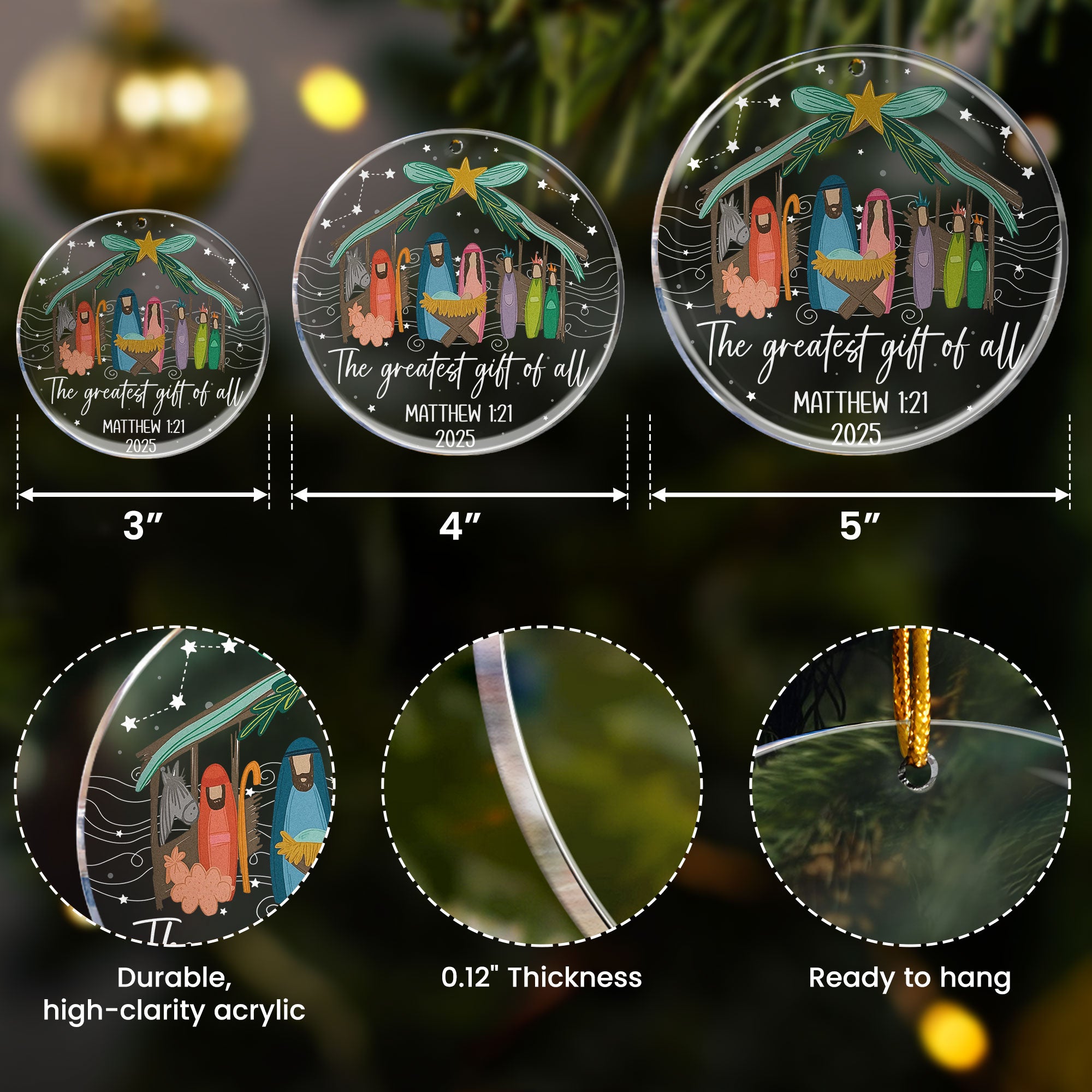 The Greatest Gift Of All Christmas Nativity Scene - Personalized Acrylic Ornament