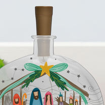 The Greatest Gift Of All Christmas Nativity Scene - Personalized Round Flat Bottle Light