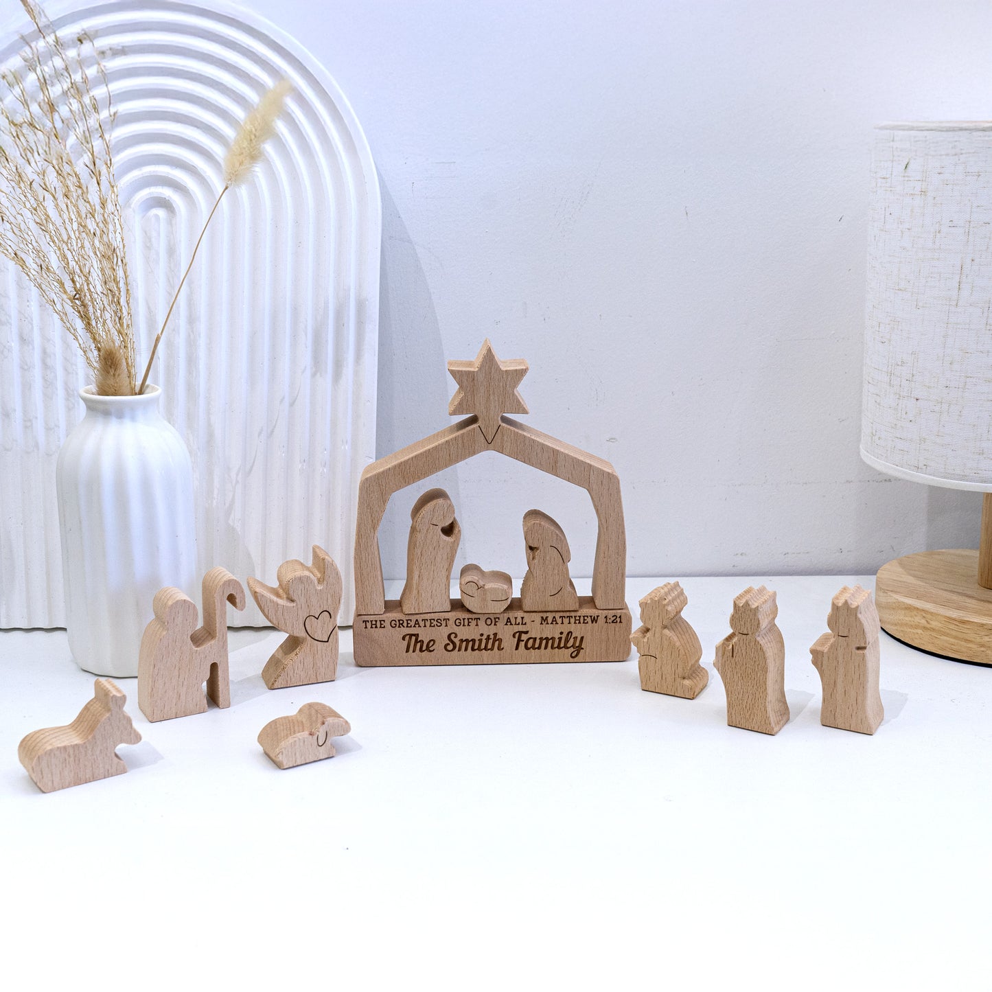 The Greatest Gift Of All - Personalized Wooden Nativity Scene Set