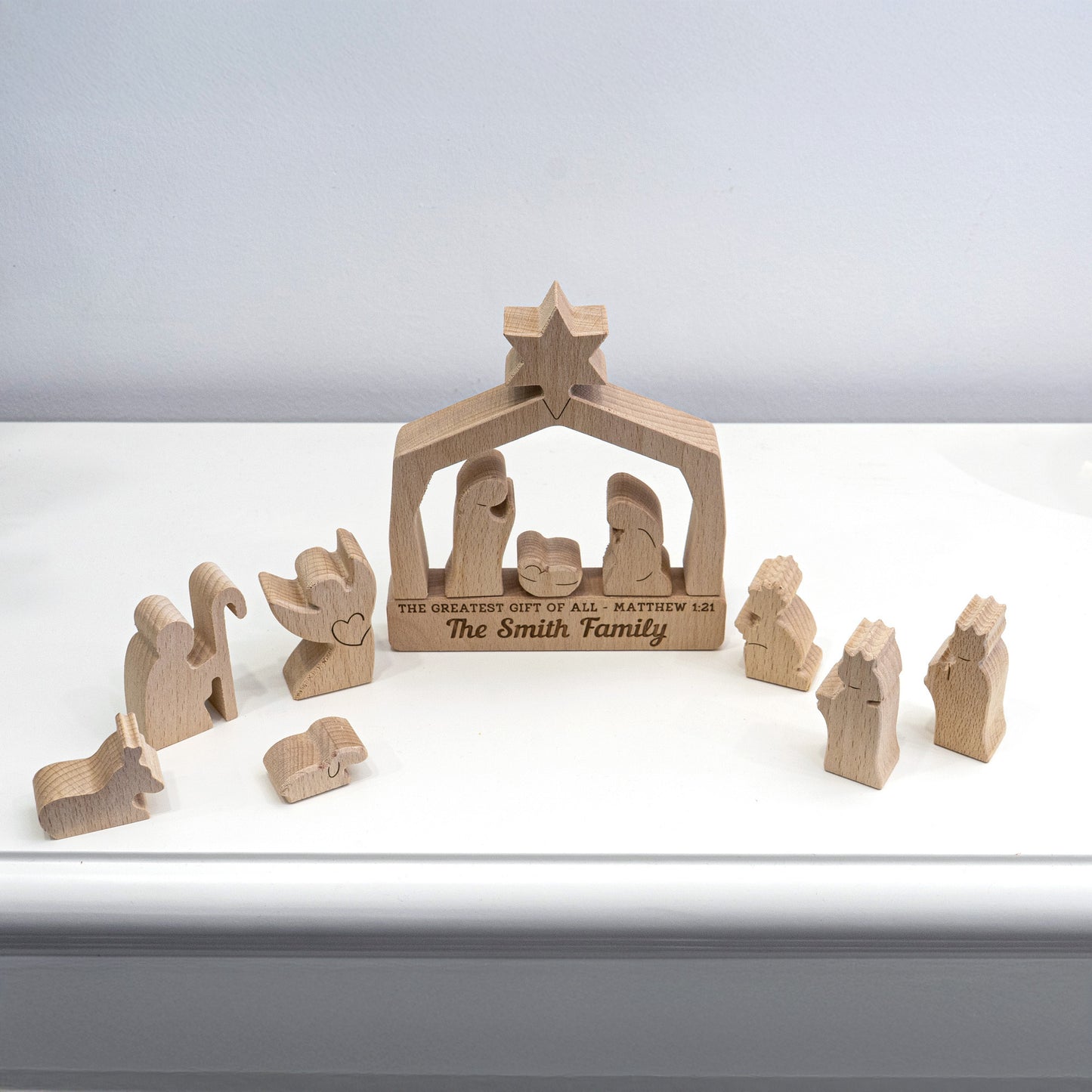 The Greatest Gift Of All - Personalized Wooden Nativity Scene Set