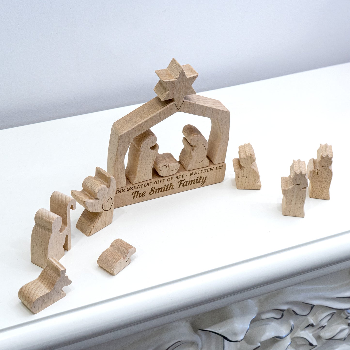 The Greatest Gift Of All - Personalized Wooden Nativity Scene Set