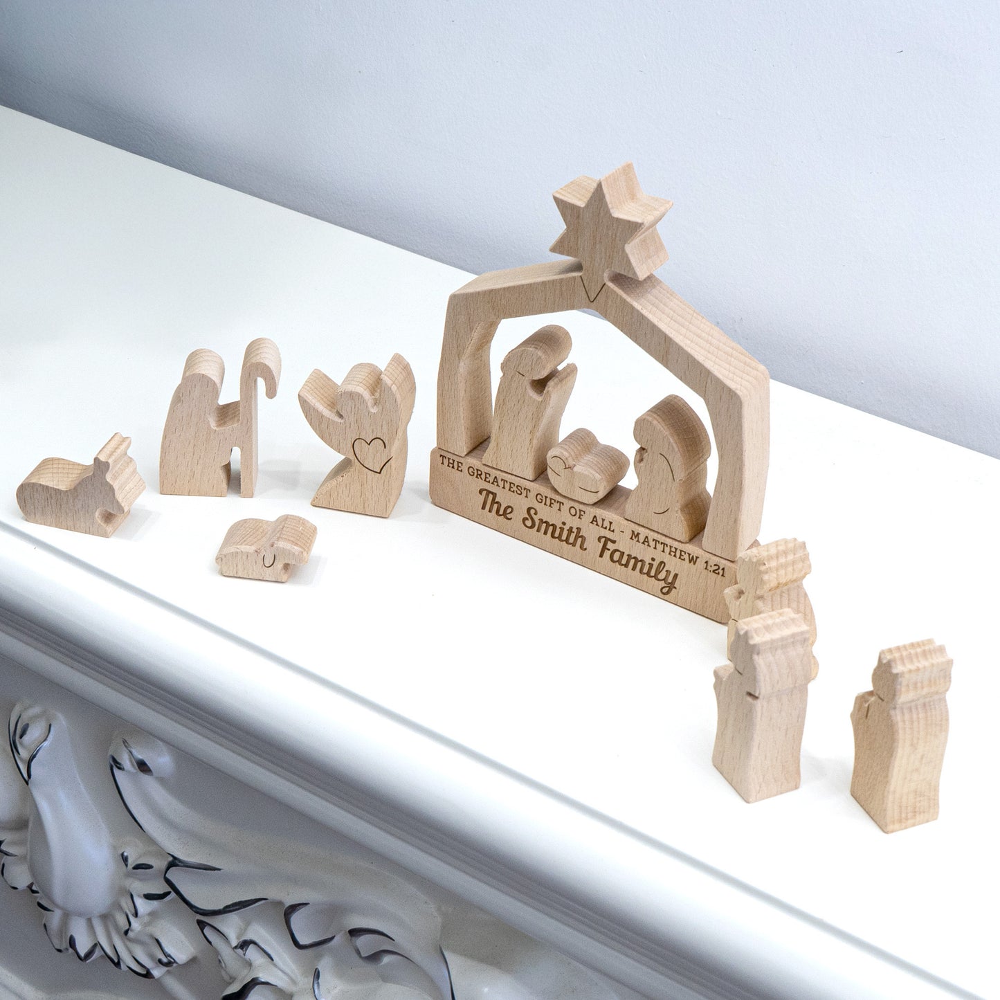 The Greatest Gift Of All - Personalized Wooden Nativity Scene Set