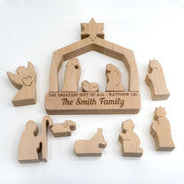 The Greatest Gift Of All - Personalized Wooden Nativity Scene Set