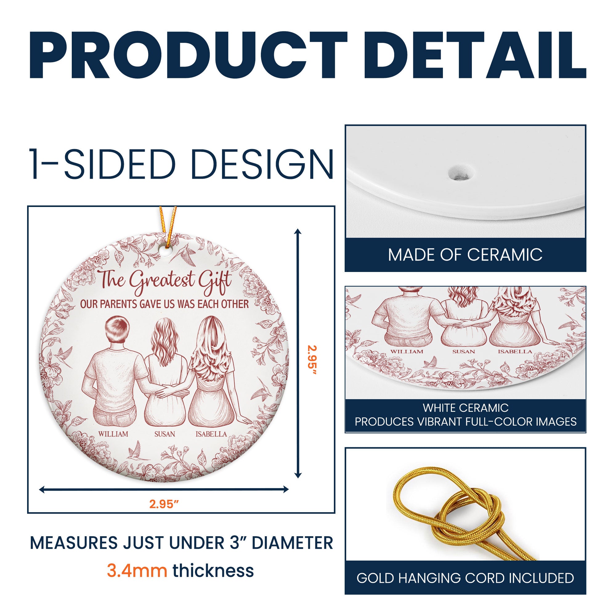 The Greatest Gift They Gave Us - Personalized Ceramic Ornament