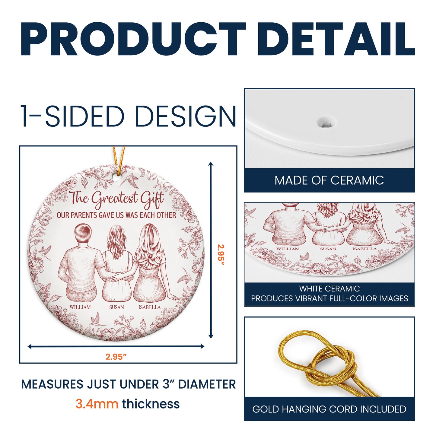 The Greatest Gift They Gave Us - Personalized Ceramic Ornament