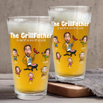 The Grillfather - Gifts For BBQ Dad From Kids - Personalized Photo Beer Glass