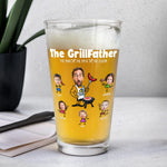 The Grillfather - Gifts For BBQ Dad From Kids - Personalized Photo Beer Glass
