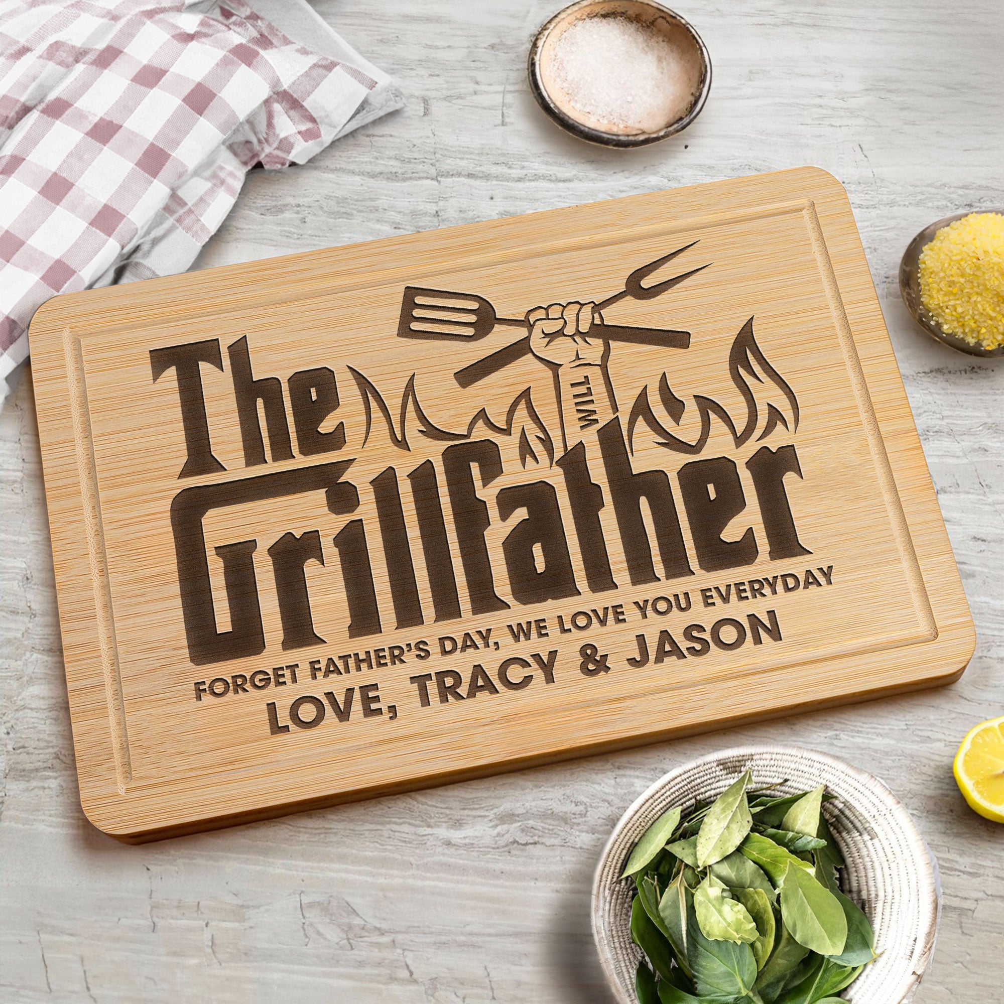 Father's Day Gifts, The Grillfather - Personalized Engraved Wooden Cutting Board