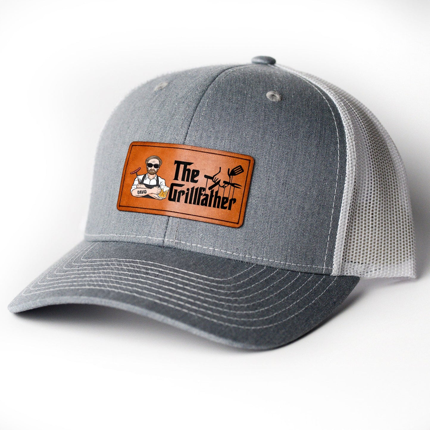 The Grillfather - Personalized Leather Patch Hat